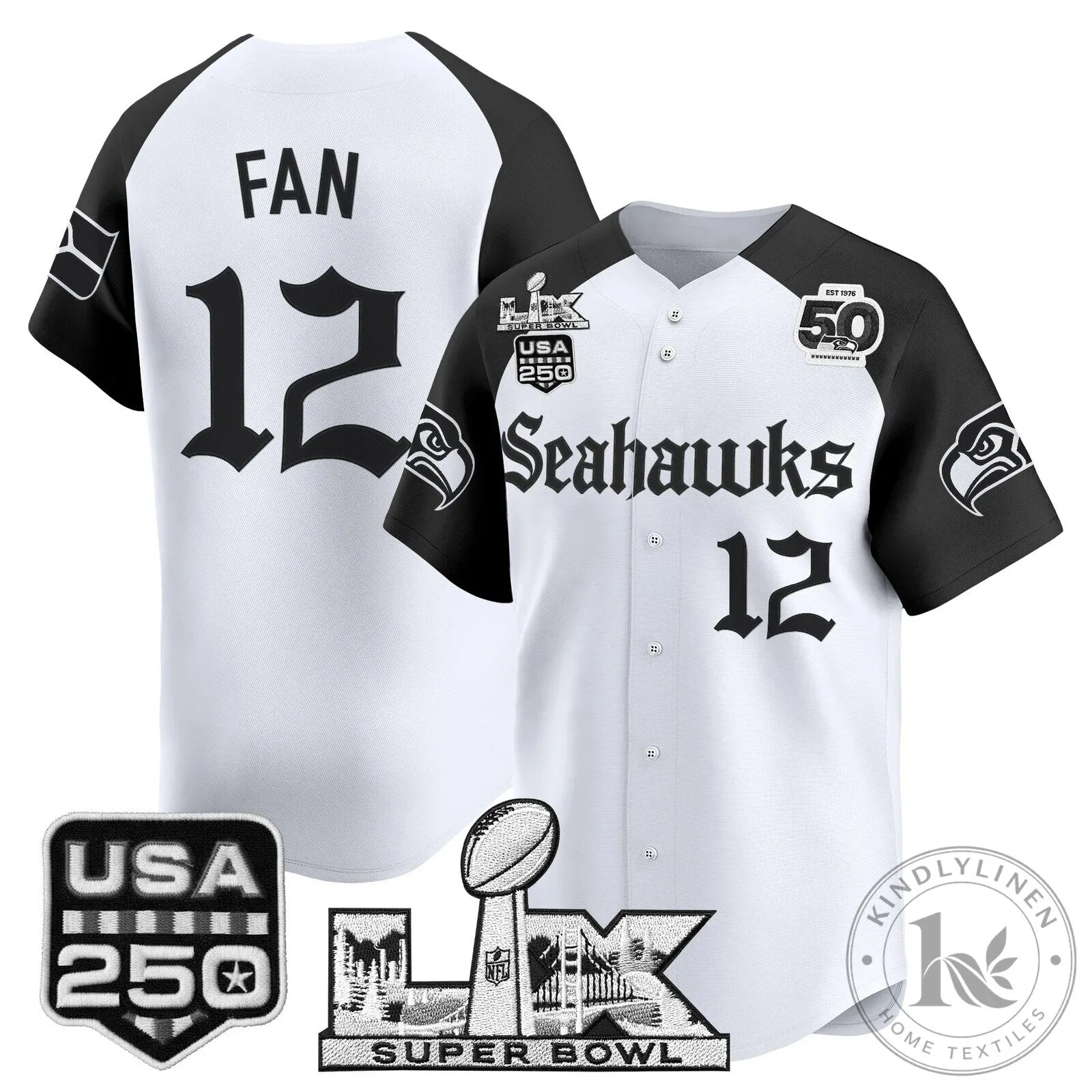 Seattle Seahawks Sam Darnold Super Bowl LIX 50th Anniversary Black